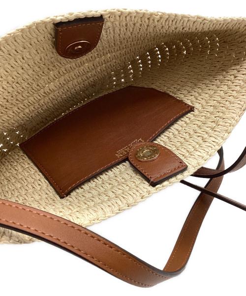 LAUREN RALPH LAUREN（ローレンラルフローレン）LAUREN RALPH LAUREN (ローレンラルフローレン) フェイクストロー ミディアム Nicki クロスボディ バッグ ベージュの古着・服飾アイテム