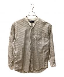 POLO RALPH LAUREN（ポロ・ラルフローレン）の古着「HAMILTON製 バンドカラーストライプシャツ」｜グレー