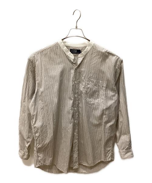 POLO RALPH LAUREN（ポロ・ラルフローレン）POLO RALPH LAUREN (ポロ・ラルフローレン) HAMILTON製 バンドカラーストライプシャツ グレー サイズ:43-86の古着・服飾アイテム