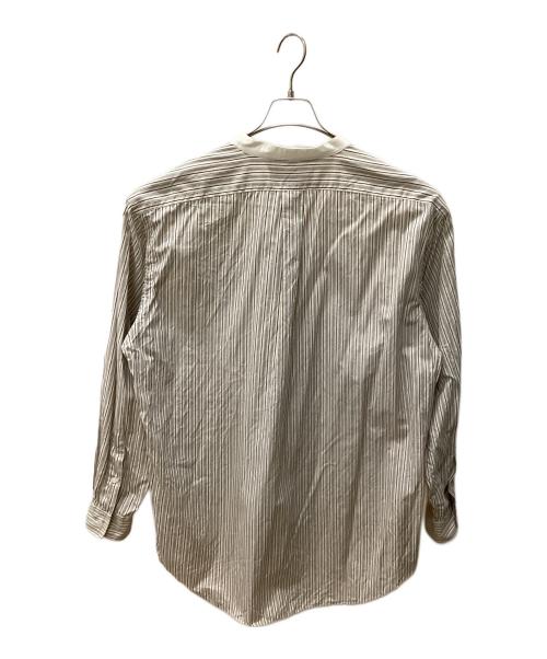 POLO RALPH LAUREN（ポロ・ラルフローレン）POLO RALPH LAUREN (ポロ・ラルフローレン) HAMILTON製 バンドカラーストライプシャツ グレー サイズ:43-86の古着・服飾アイテム