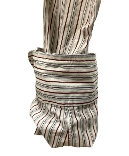 POLO RALPH LAUREN（ポロ・ラルフローレン）POLO RALPH LAUREN (ポロ・ラルフローレン) HAMILTON製 バンドカラーストライプシャツ グレー サイズ:43-86の古着・服飾アイテム