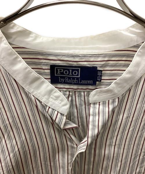 POLO RALPH LAUREN（ポロ・ラルフローレン）POLO RALPH LAUREN (ポロ・ラルフローレン) HAMILTON製 バンドカラーストライプシャツ グレー サイズ:43-86の古着・服飾アイテム