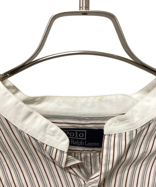 POLO RALPH LAUREN（ポロ・ラルフローレン）POLO RALPH LAUREN (ポロ・ラルフローレン) HAMILTON製 バンドカラーストライプシャツ グレー サイズ:43-86の古着・服飾アイテム