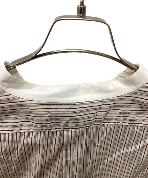 POLO RALPH LAUREN（ポロ・ラルフローレン）POLO RALPH LAUREN (ポロ・ラルフローレン) HAMILTON製 バンドカラーストライプシャツ グレー サイズ:43-86の古着・服飾アイテム