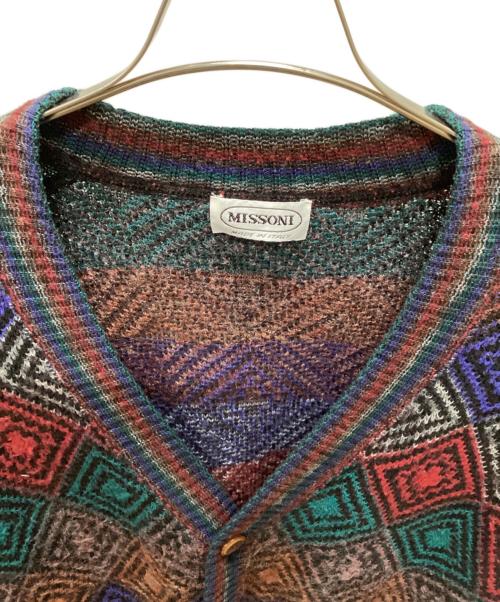 missoni（ミッソーニ）MISSONI (ミッソーニ) モヘア混ダイヤ柄ニットカーディガン マルチカラー サイズ:表記無しの古着・服飾アイテム