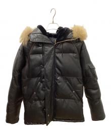 AVIREX（アヴィレックス）の古着「レザーダウンジャケット」｜ブラック