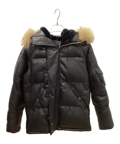 AVIREX（アヴィレックス）AVIREX (アヴィレックス) レザーダウンジャケット ブラック サイズ:Mの古着・服飾アイテム
