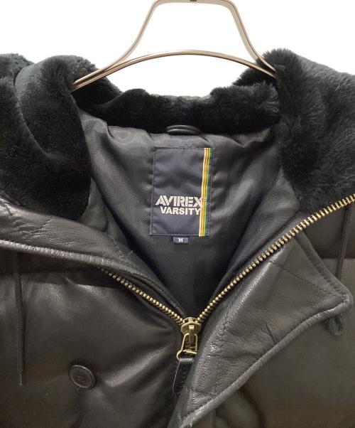 AVIREX（アヴィレックス）AVIREX (アヴィレックス) レザーダウンジャケット ブラック サイズ:Mの古着・服飾アイテム