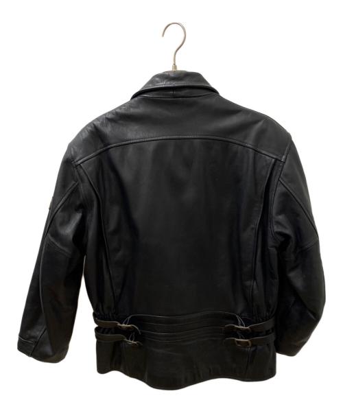 HARLEY-DAVIDSON（ハーレーダビッドソン）HARLEY-DAVIDSON (ハーレーダビッドソン) ロゴワッペンシングルレザージャケット ブラック サイズ:Lの古着・服飾アイテム