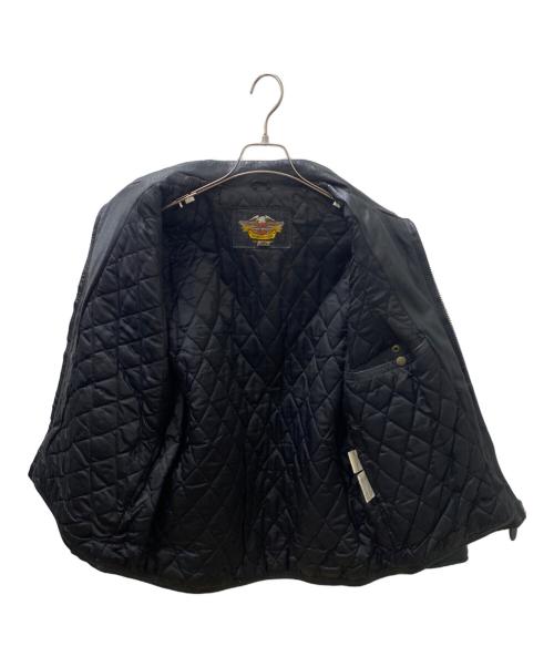 HARLEY-DAVIDSON（ハーレーダビッドソン）HARLEY-DAVIDSON (ハーレーダビッドソン) ロゴワッペンシングルレザージャケット ブラック サイズ:Lの古着・服飾アイテム
