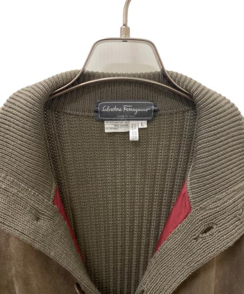 Salvatore Ferragamo（サルヴァトーレ フェラガモ）Salvatore Ferragamo (サルヴァトーレ フェラガモ) スウェードニットブルゾン ベージュ サイズ:Lの古着・服飾アイテム
