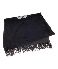 COMME des GARCONS SHIRT（コムデギャルソンシャツ）の古着「Wool Cloth On Logo Print マフラー」｜ブラック