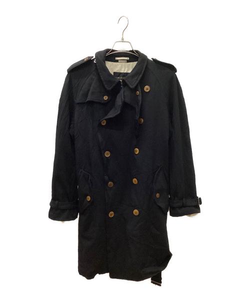 COMME des GARCONS HOMME PLUS（コムデギャルソンオムプリュス）COMME des GARCONS HOMME PLUS (コムデギャルソンオムプリュス) 11AW 縮絨ベルテッドダブルコート ブラック サイズ:Lの古着・服飾アイテム