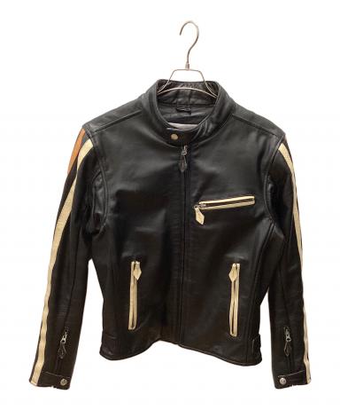 【中古】モトフィールド MOTO FIELD レザーライダースジャケット レーシング モーターサイクル ブラック LL メンズ 中古・古着通販】MOTO-FIELD (モト フィールド) シングルライダース