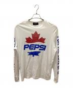 DSQUARED2ディースクエアード）の古着「ペプシコラボ長袖カットソー」｜ホワイト