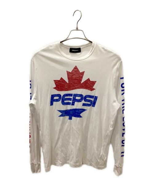 DSQUARED2（ディースクエアード）DSQUARED2 (ディースクエアード) ペプシコラボ長袖カットソー ホワイト サイズ:Lの古着・服飾アイテム