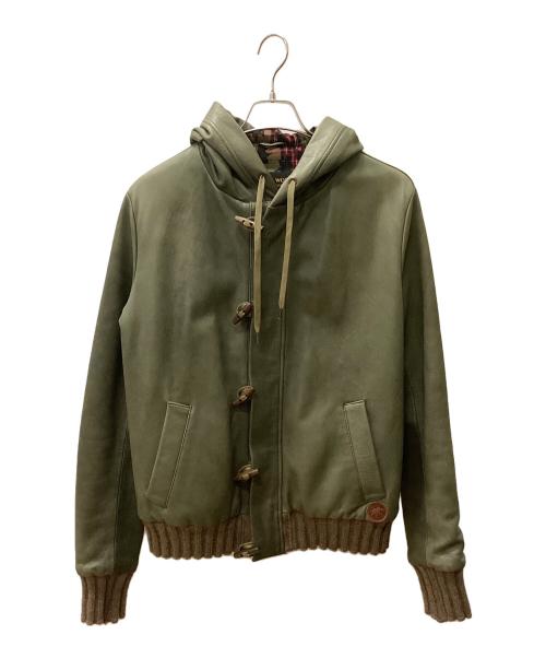 HUNTING WORLD（ハンティングワールド）HUNTING WORLD (ハンティングワールド) ラムレザージャケット オリーブ サイズ:52の古着・服飾アイテム