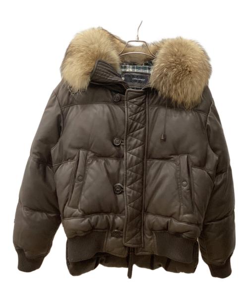 DSQUARED2（ディースクエアード）DSQUARED2 (ディースクエアード) ラムレザーダウンジャケット ブラウン サイズ:48の古着・服飾アイテム