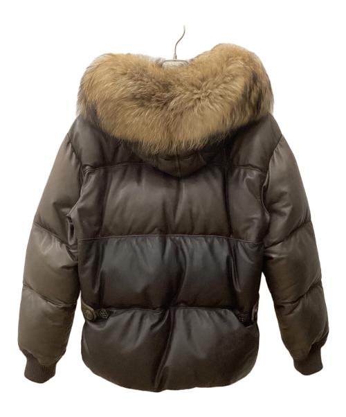 DSQUARED2（ディースクエアード）DSQUARED2 (ディースクエアード) ラムレザーダウンジャケット ブラウン サイズ:48の古着・服飾アイテム