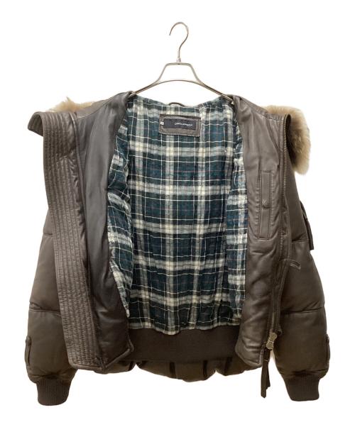DSQUARED2（ディースクエアード）DSQUARED2 (ディースクエアード) ラムレザーダウンジャケット ブラウン サイズ:48の古着・服飾アイテム