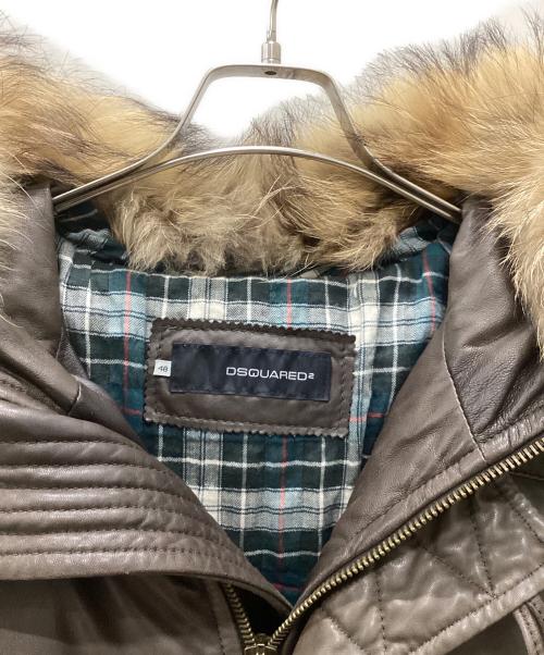 DSQUARED2（ディースクエアード）DSQUARED2 (ディースクエアード) ラムレザーダウンジャケット ブラウン サイズ:48の古着・服飾アイテム