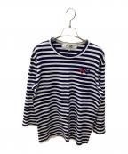 PLAY COMME des GARCONSプレイコムデギャルソン）の古着「長袖カットソー」｜ホワイト×ネイビー