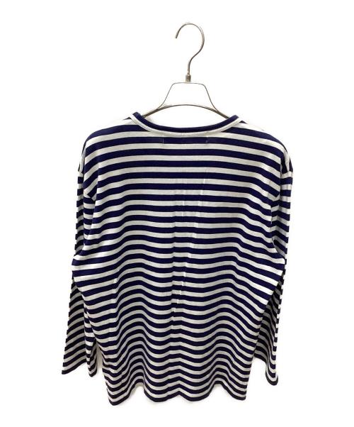 PLAY COMME des GARCONS（プレイコムデギャルソン）PLAY COMME des GARCONS (プレイコムデギャルソン) 長袖カットソー ホワイト×ネイビー サイズ:Lの古着・服飾アイテム