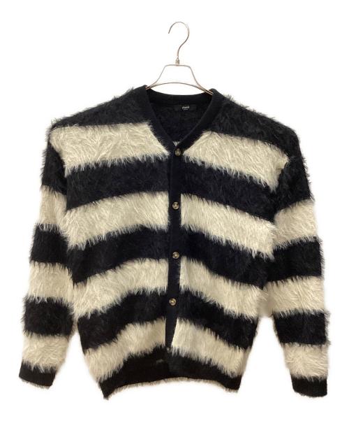 glamb（グラム）glamb (グラム) ファジーボーダーカーディガン ホワイト×ブラック サイズ:MEDIUM 未使用品の古着・服飾アイテム