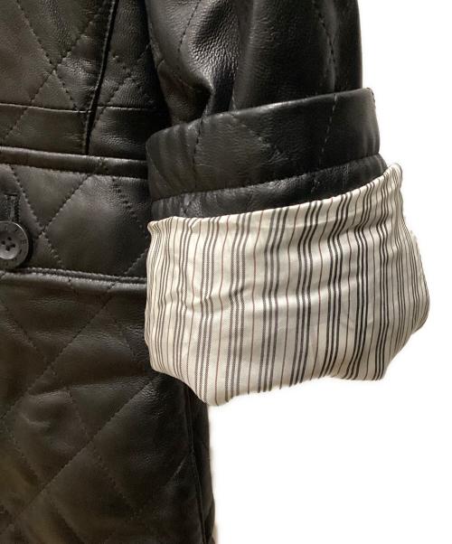 BURBERRY BLACK LABEL（バーバリーブラックレーベル）BURBERRY BLACK LABEL (バーバリーブラックレーベル) ラムレザーコート ブラック サイズ:Ｌの古着・服飾アイテム