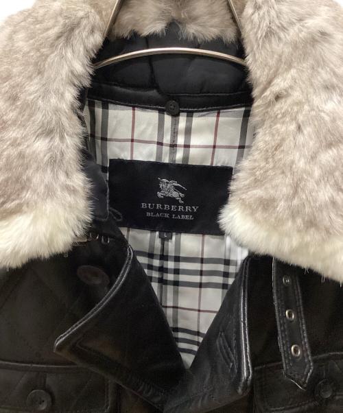 BURBERRY BLACK LABEL（バーバリーブラックレーベル）BURBERRY BLACK LABEL (バーバリーブラックレーベル) ラムレザーコート ブラック サイズ:Ｌの古着・服飾アイテム