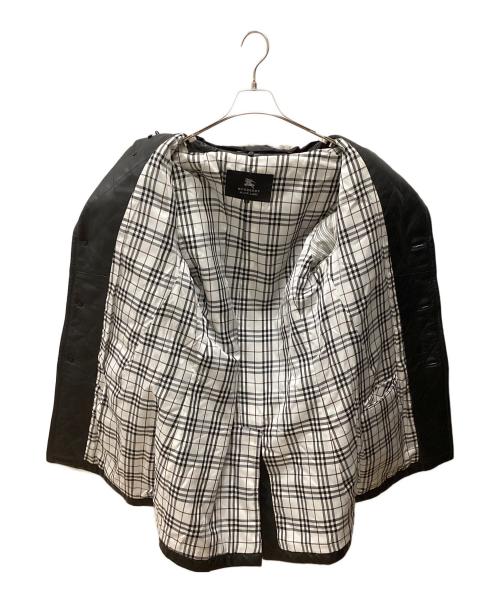 BURBERRY BLACK LABEL（バーバリーブラックレーベル）BURBERRY BLACK LABEL (バーバリーブラックレーベル) ラムレザーコート ブラック サイズ:Ｌの古着・服飾アイテム