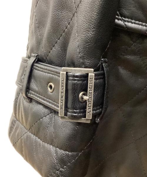 BURBERRY BLACK LABEL（バーバリーブラックレーベル）BURBERRY BLACK LABEL (バーバリーブラックレーベル) ラムレザーコート ブラック サイズ:Ｌの古着・服飾アイテム