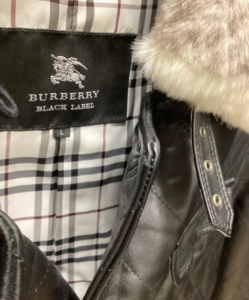 BURBERRY BLACK LABEL（バーバリーブラックレーベル）BURBERRY BLACK LABEL (バーバリーブラックレーベル) ラムレザーコート ブラック サイズ:Ｌの古着・服飾アイテム