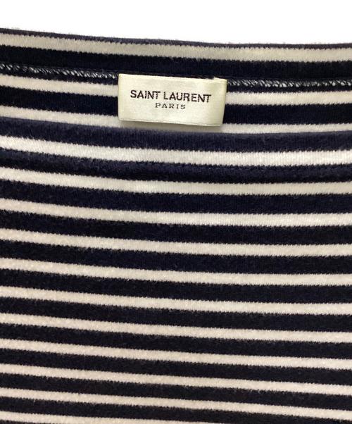 Saint Laurent Paris（サンローランパリ）Saint Laurent Paris (サンローランパリ) 長袖カットソー ネイビー×ホワイト サイズ:XSの古着・服飾アイテム