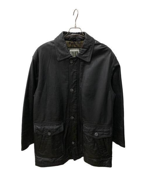 via nuova pelle（ヴィア ヌーヴァ ペレ）VIA NUOVA PELLE (ヴィア ヌーヴァ ペレ) レザーコート ブラック サイズ:Lの古着・服飾アイテム