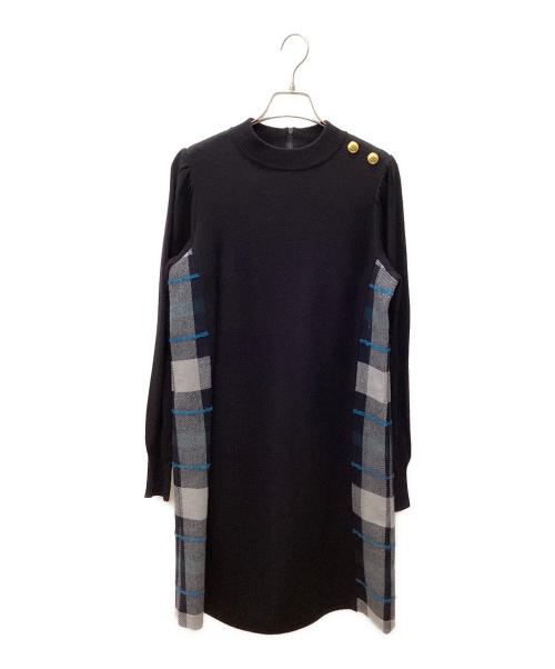 BLUE LABEL CRESTBRIDGE（ブルーレーベルクレストブリッジ）BLUE LABEL CRESTBRIDGE (ブルーレーベルクレストブリッジ) 長袖ワンピース ネイビー サイズ:Mの古着・服飾アイテム