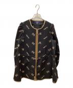 M'S GRACYエムズグレイシー）の古着「カメリア刺繍 スプリングジャケット」｜ブラック