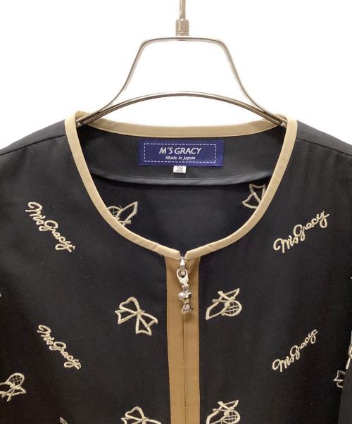 M'S GRACY（エムズグレイシー）M'S GRACY (エムズグレイシー) カメリア刺繍 スプリングジャケット ブラック サイズ:Mの古着・服飾アイテム