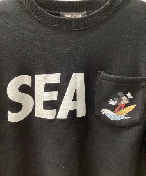 WIND AND SEA（ウィンダンシー）WIND AND SEA (ウィンダンシー) DISNEY (ディズニー) Surf Mickey Crew Neck Sweat ブラック サイズ:Mの古着・服飾アイテム