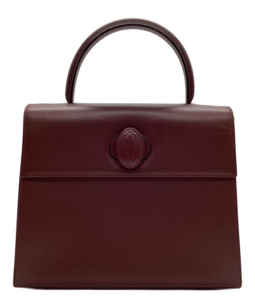 Cartier（カルティエ）Cartier (カルティエ) ターンロックトップハンドルハンドバッグ ボルドーの古着・服飾アイテム