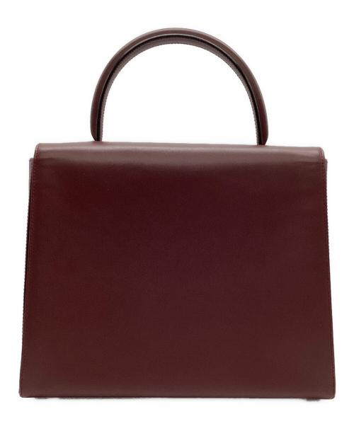 Cartier（カルティエ）Cartier (カルティエ) ターンロックトップハンドルハンドバッグ ボルドーの古着・服飾アイテム