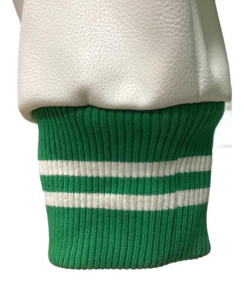 MR.ENJOY DA MONEY（ミスター エンジョイ ダ マネー）MR.ENJOY DA MONEY (ミスター エンジョイ ダ マネー) スタジャン グリーン×ホワイト サイズ:MEDIUMの古着・服飾アイテム