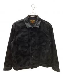 CALEE（キャリー）の古着「ALLOVER SNAKE PATTERN VELVETEEN JACKET」｜ブラック