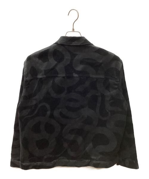 CALEE（キャリー）CALEE (キャリー) ALLOVER SNAKE PATTERN VELVETEEN JACKET ブラック サイズ:MEDIUMの古着・服飾アイテム