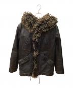 EMPORIO ARMANIエンポリオアルマーニ）の古着「ファー付きレザーコート」｜ブラック