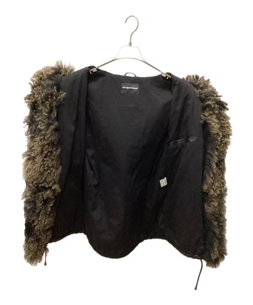 EMPORIO ARMANI（エンポリオ アルマーニ）EMPORIO ARMANI (エンポリオアルマーニ) ファー付きレザーコート ブラック サイズ:34の古着・服飾アイテム