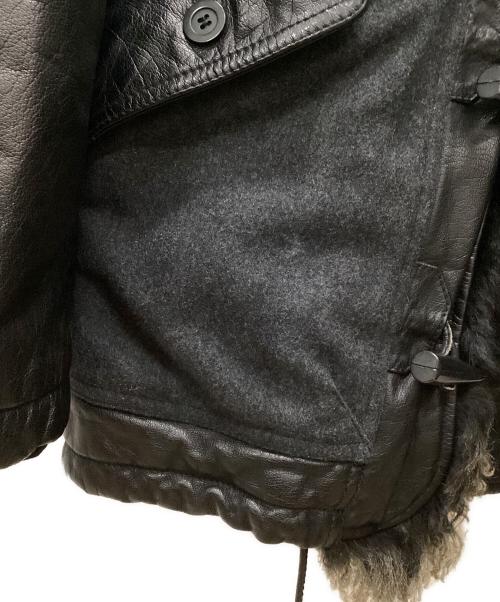 EMPORIO ARMANI（エンポリオ アルマーニ）EMPORIO ARMANI (エンポリオアルマーニ) ファー付きレザーコート ブラック サイズ:34の古着・服飾アイテム