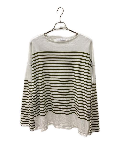 MARKA（マーカ）MARKA (マーカ) 長袖カットソー ホワイト×カーキ サイズ:2の古着・服飾アイテム