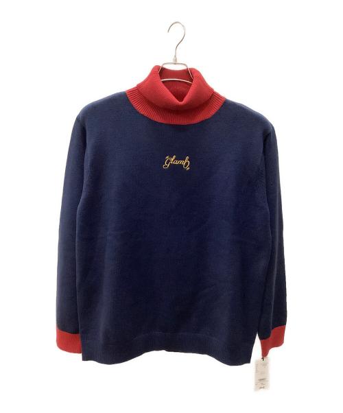 glamb（グラム）glamb (グラム) SPIN LOGO TURTLE NECK KNIT ネイビー サイズ:LARGE 未使用品の古着・服飾アイテム