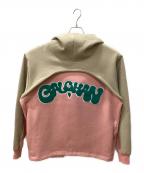 GALFYガルフィー）の古着「半分パーカー」｜ベージュ×ピンク